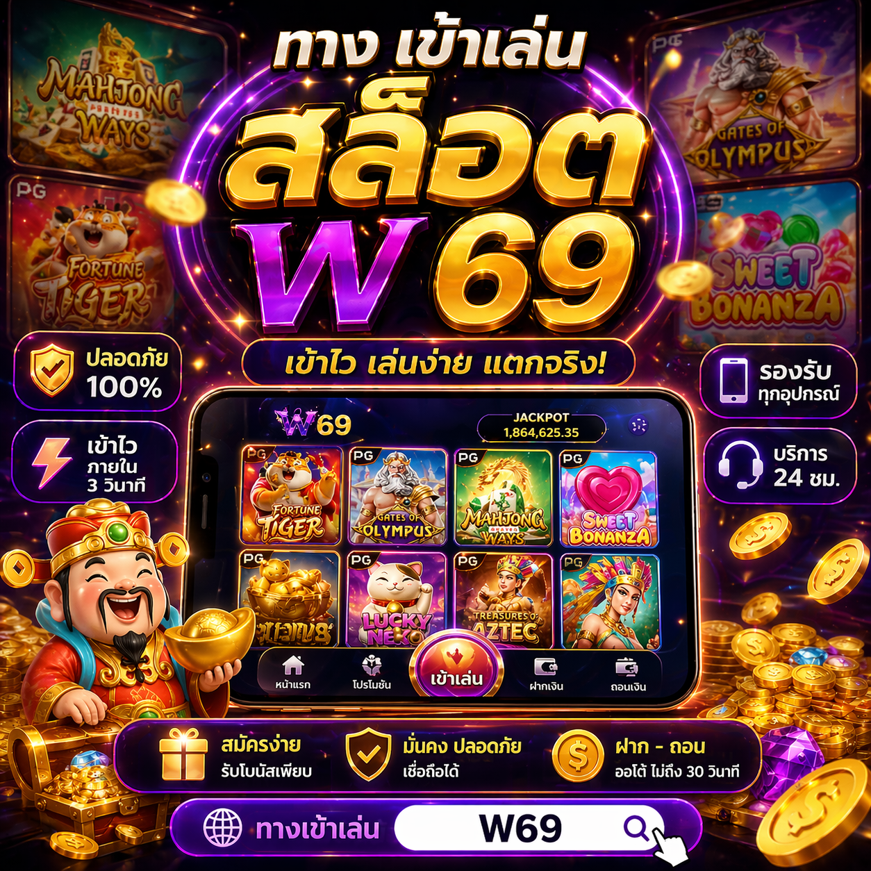 ทาง เข้าเล่น สล็อต w 69