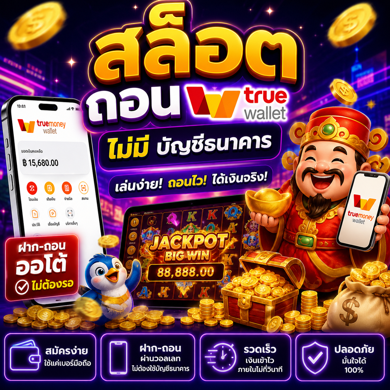 🔥 สล็อต ถอน true wallet ไม่มี บัญชีธนาคาร